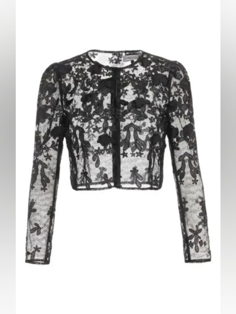 Dress the Population Andra Appliqué Puff Sleeve Sheer Jacket Size XL